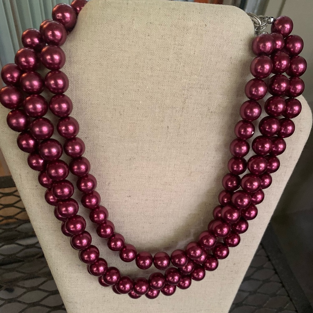 Red wine colored beaded necklace